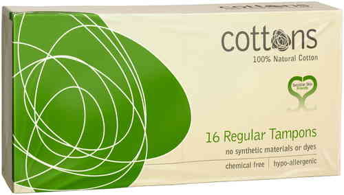 Cottons 100% Natural Cotton Tampons 16 Regular